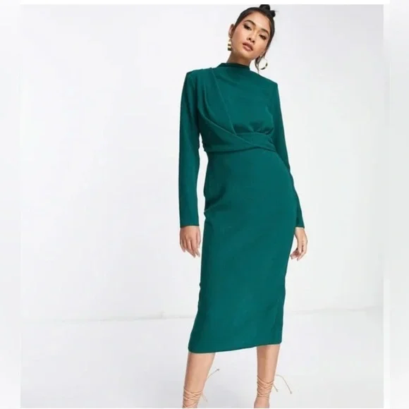 ASOS | Dresses | Asos Forest Green Midi Dress Size 8 Nwt | Poshmark